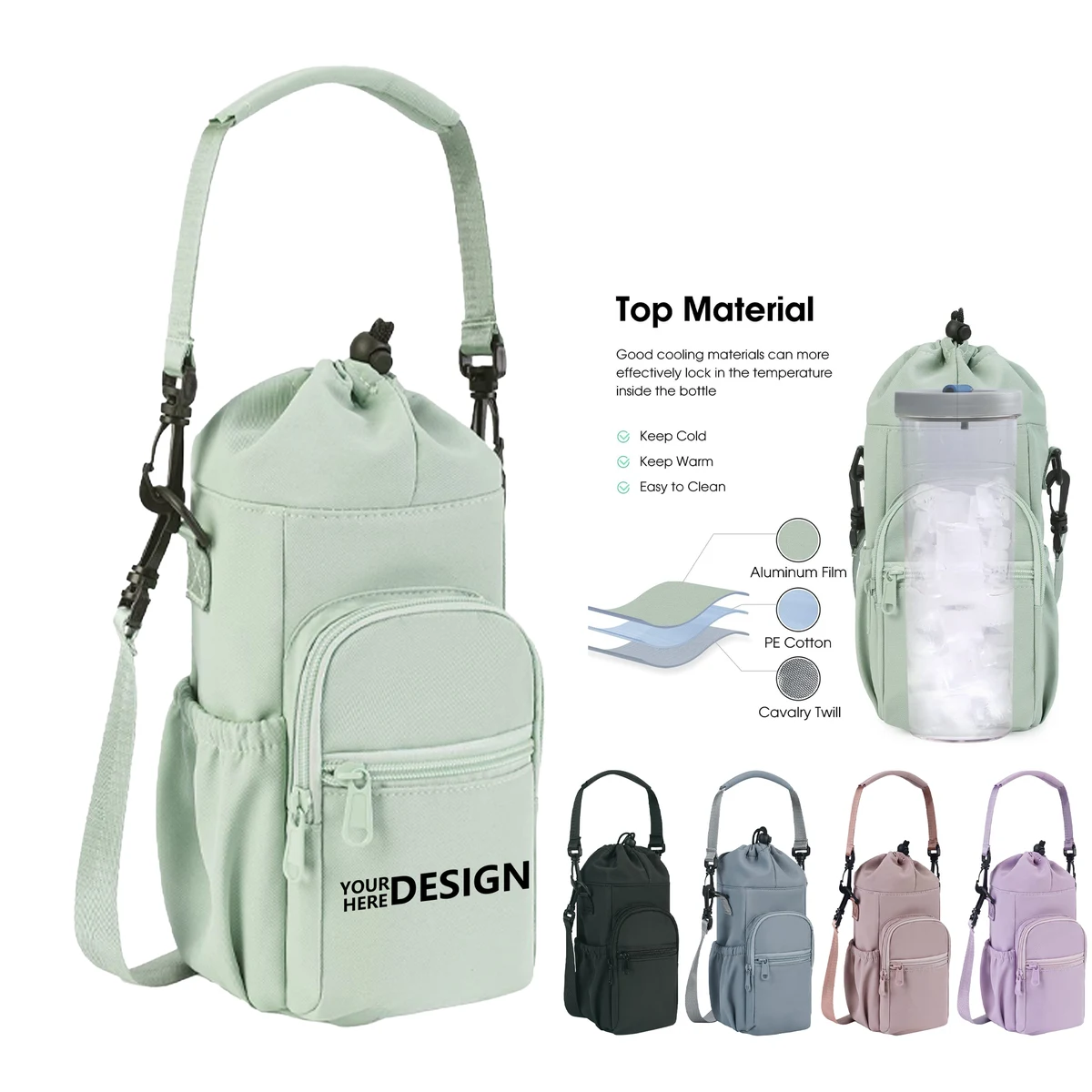 Aluminum Foil Lining Fabric Water Bottle Satchel 1