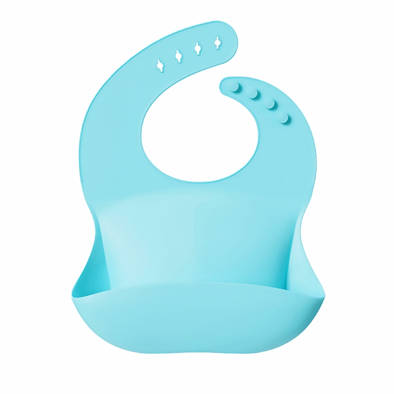 3D Curved Silicone Baby Bib with 4 Adjustable Straps