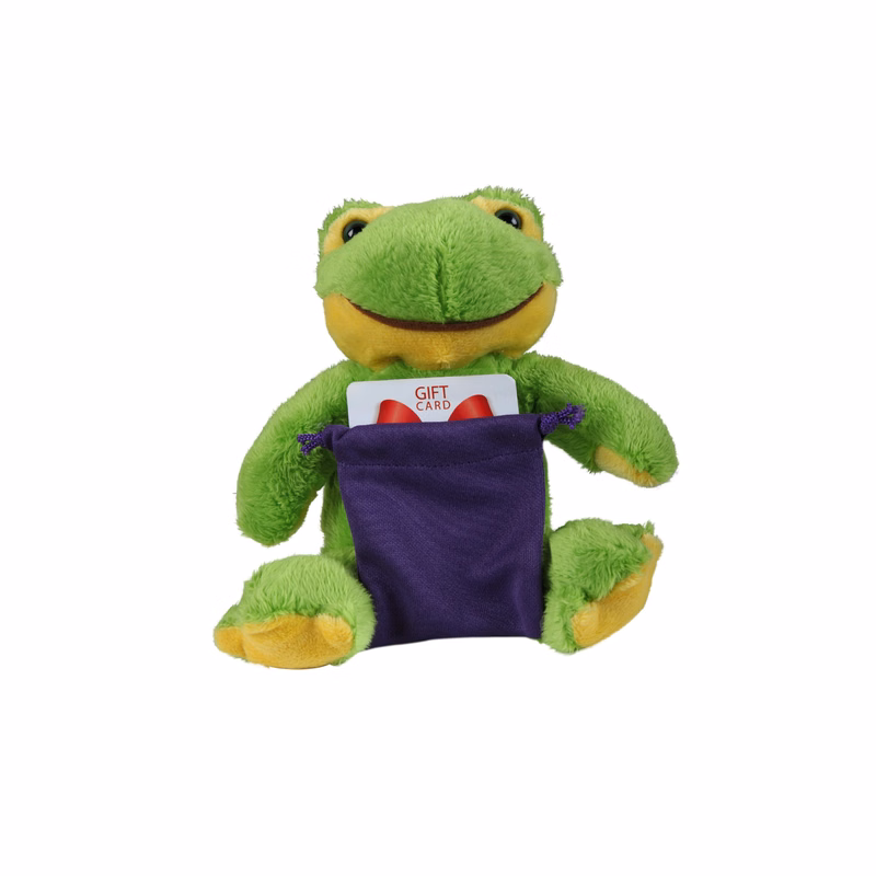 soft plush Frog with gift card sack