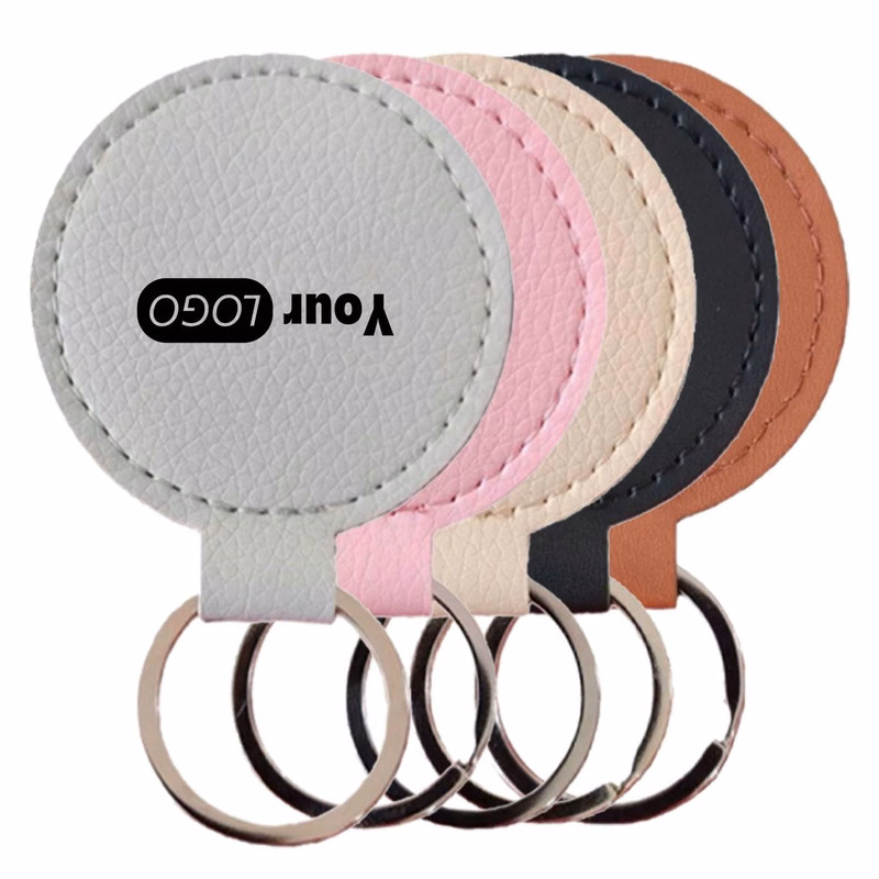 PU Leather Circular Keychain Door Anti Card Protective Cover
