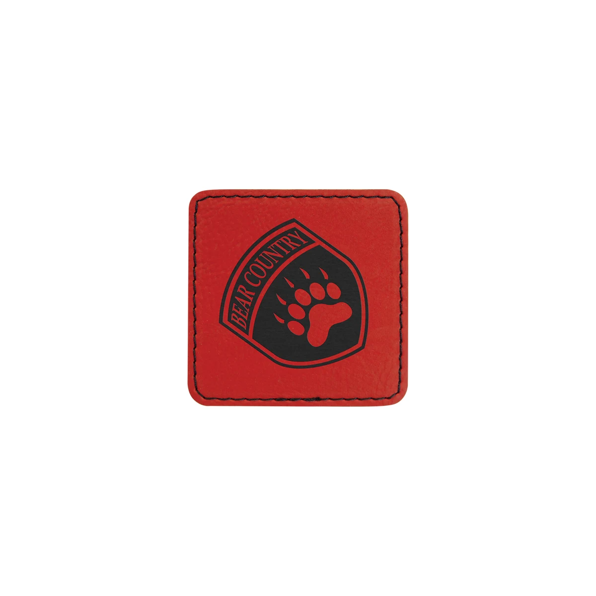 2" Red Leatherette Square Patch with Adhesive 1