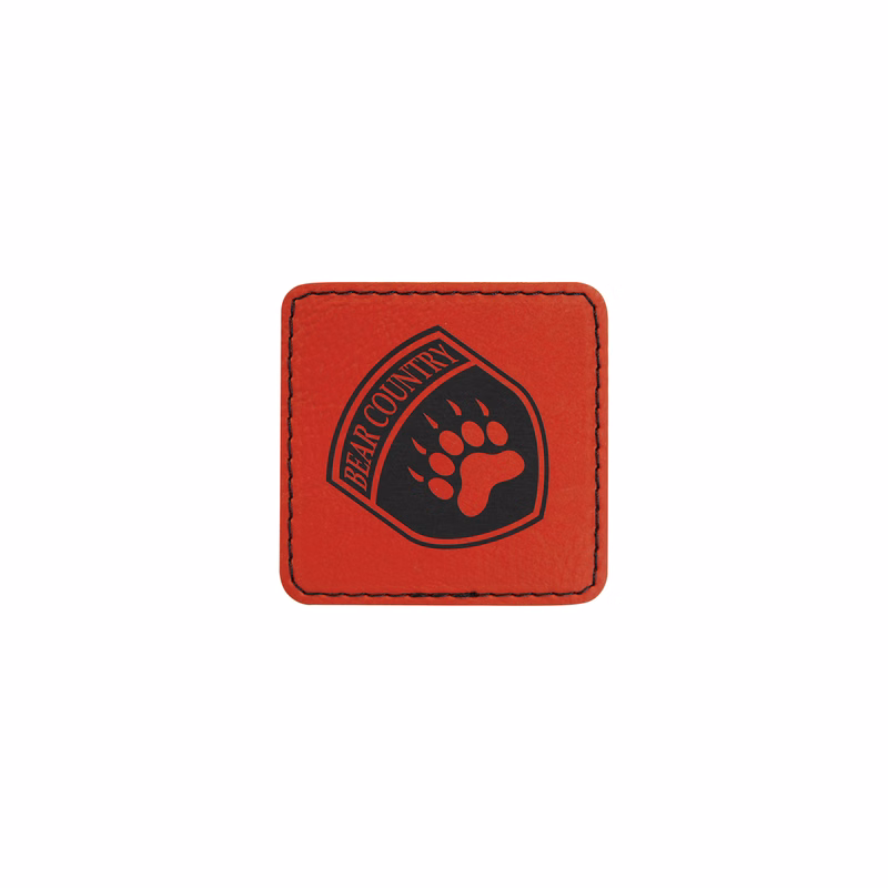 2" Red Leatherette Square Patch with Adhesive