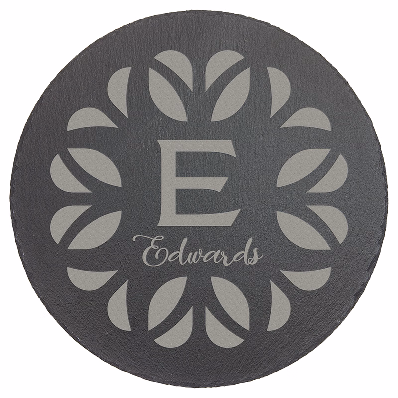 11 3/4" Charcoal Gray Round Slate Decor with Foam Pads