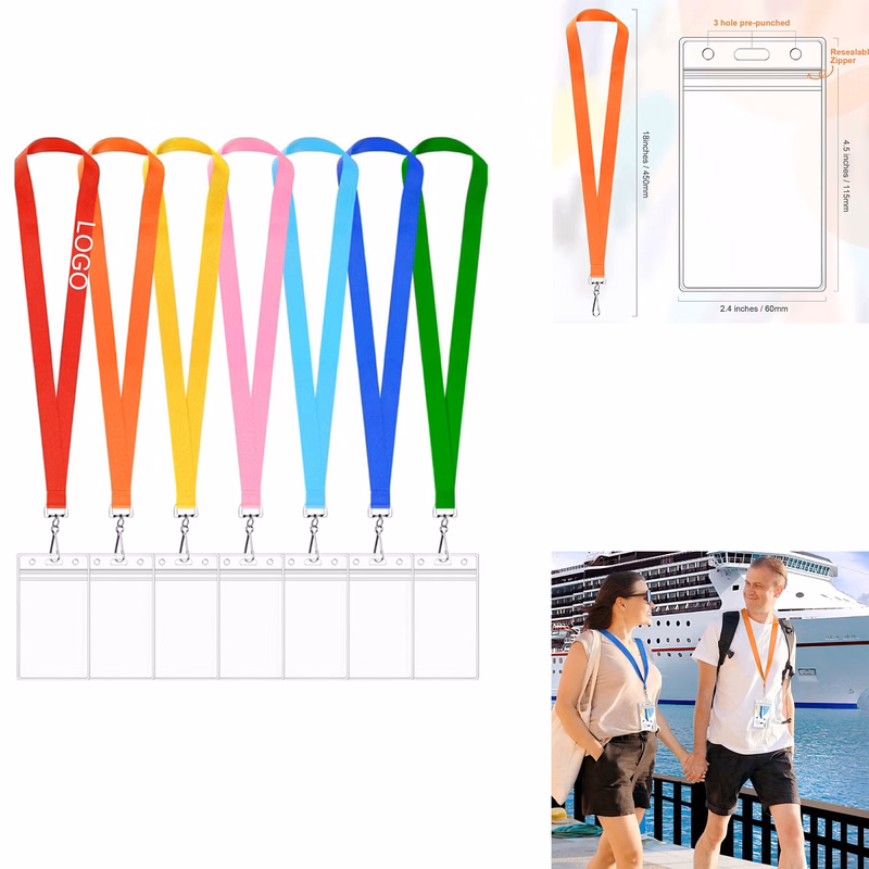 Pvc Waterproof Id Badge Holders With Solid Polyester Lanyard