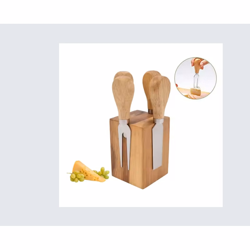 Magnetic Wood Products Cheese Rack Knife And Fork Set