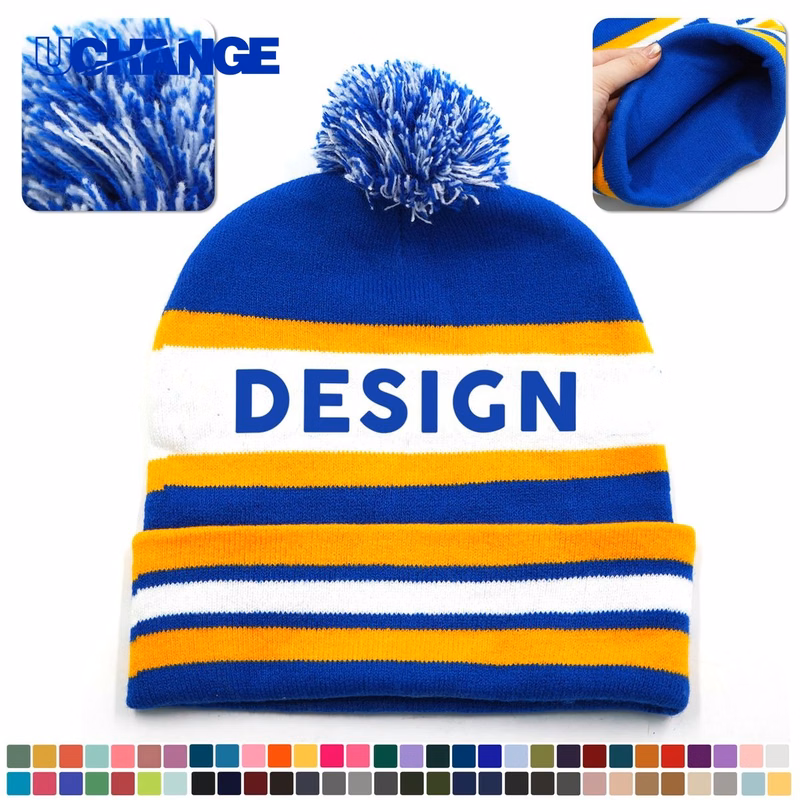 Jacquard Knit Beanie Hat with Cuff