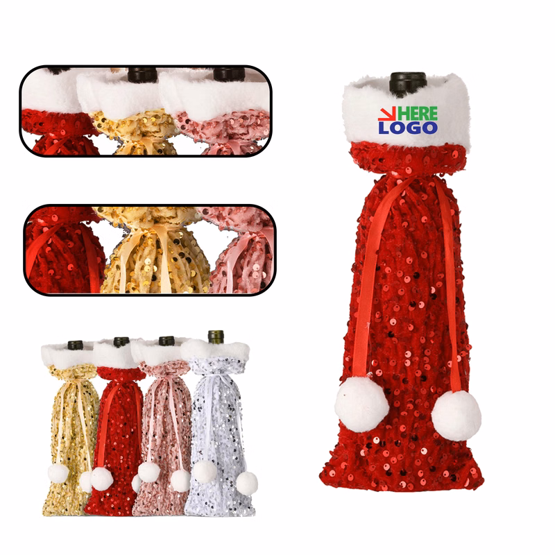 MOQ 20 PCS Reversible Sparkle Wine Bottle Sleeve