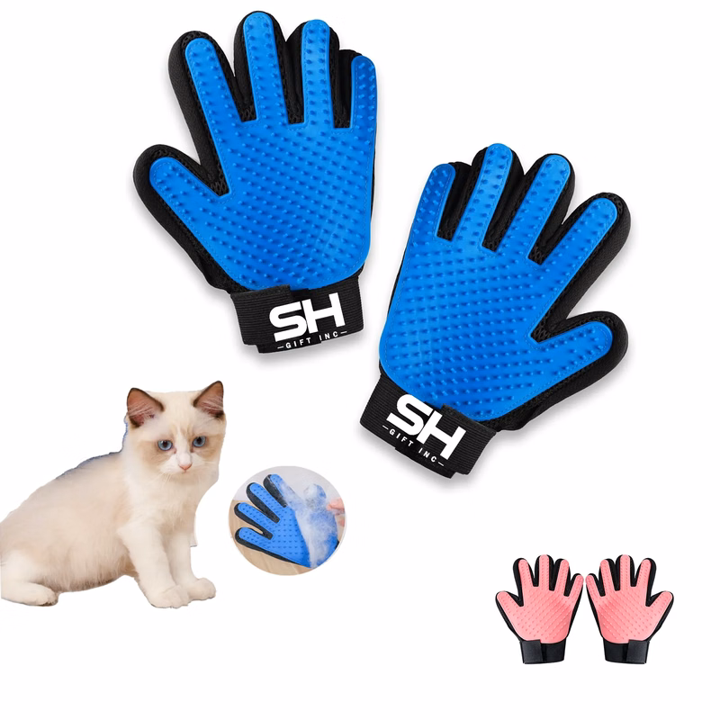 Soft Rubber Bristle Brush Pet Fur Combing Gloves