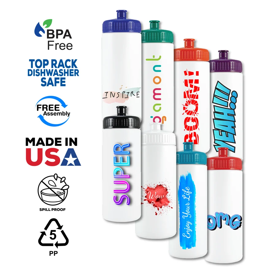 Sports Bottle with Push Spout - Plastic 16 oz 1