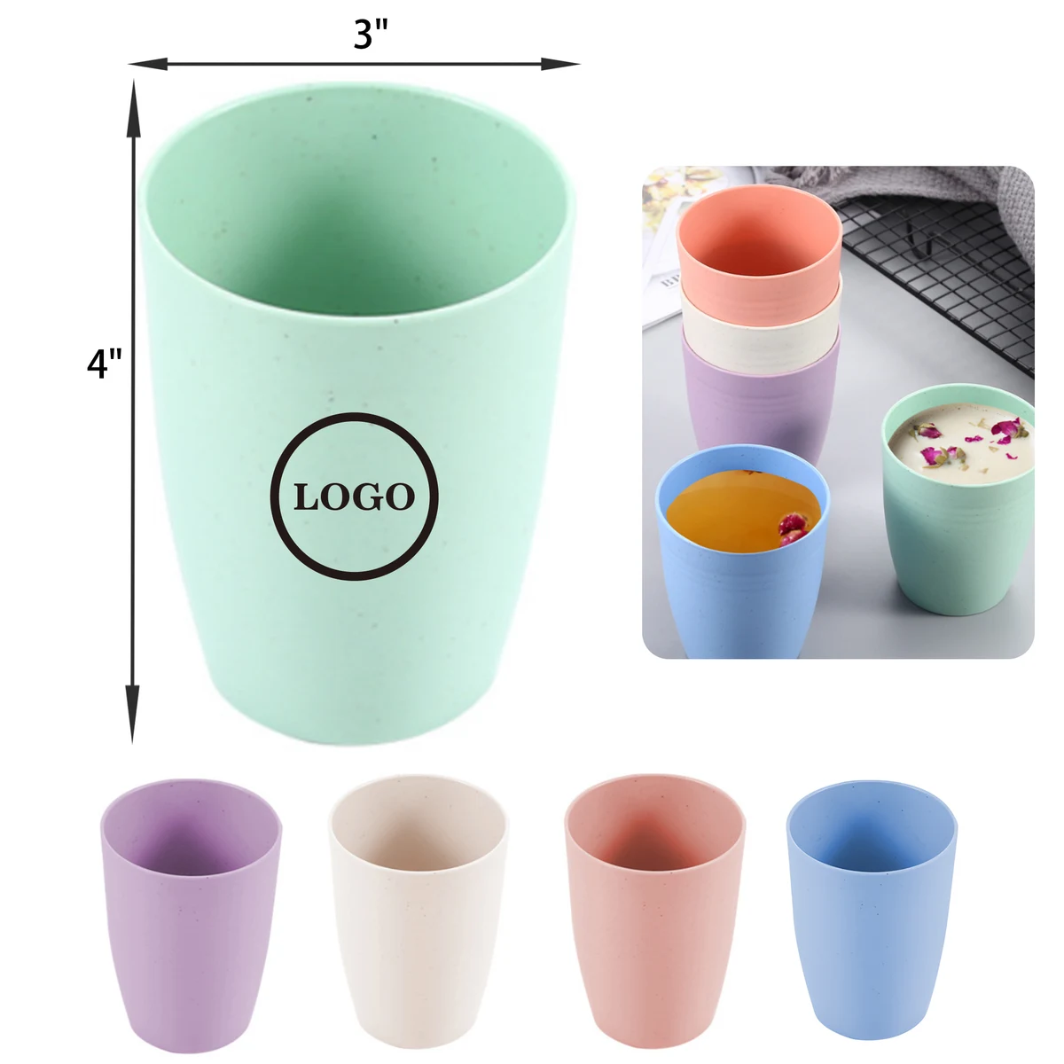 Stylish 15OZ Wheat Straw Plastic Mouthwash Cup 1