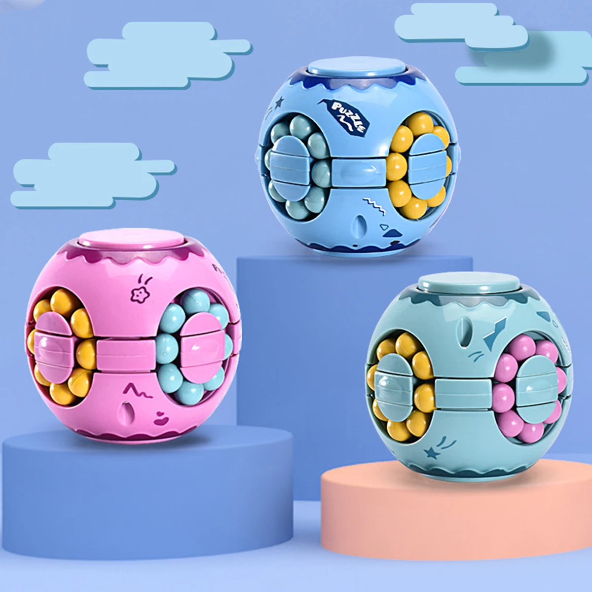 Spin Bead Puzzles Fidget Toys Kids Magic Bean Rotating Toy 1