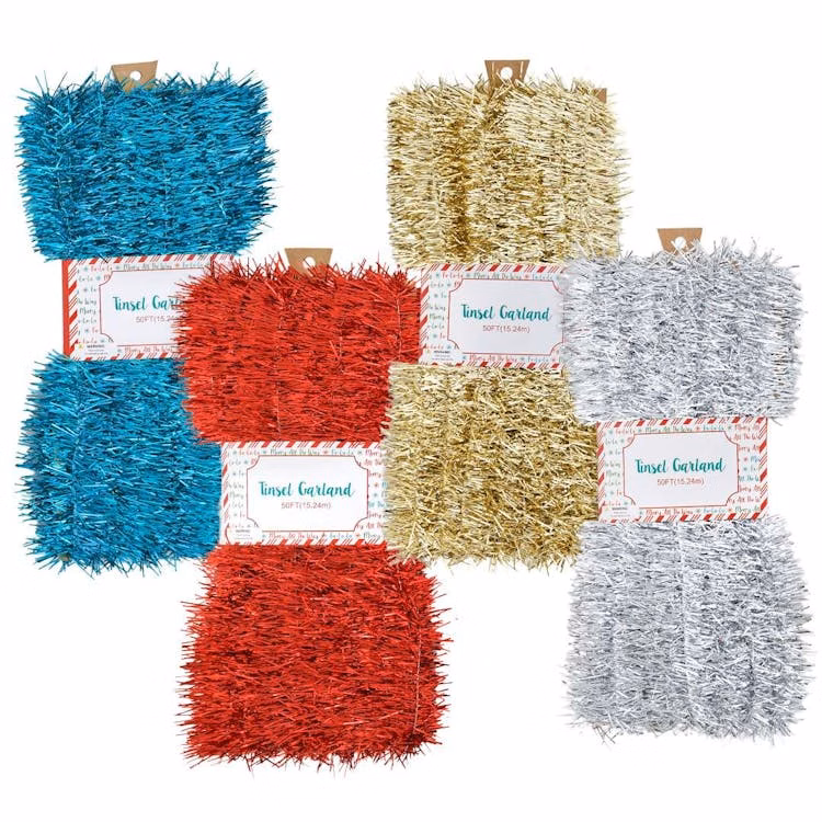 Christmas Garland Tinsel 50 Ft - Assorted