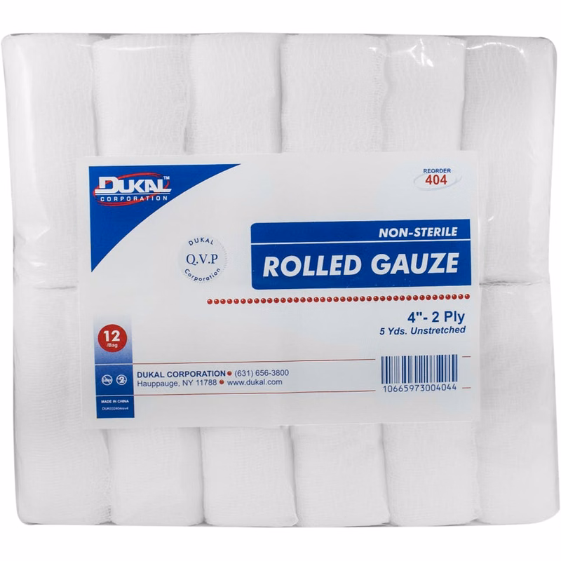 Non-Sterile Rolled Gauze - 2-Ply 4" x 5 yards