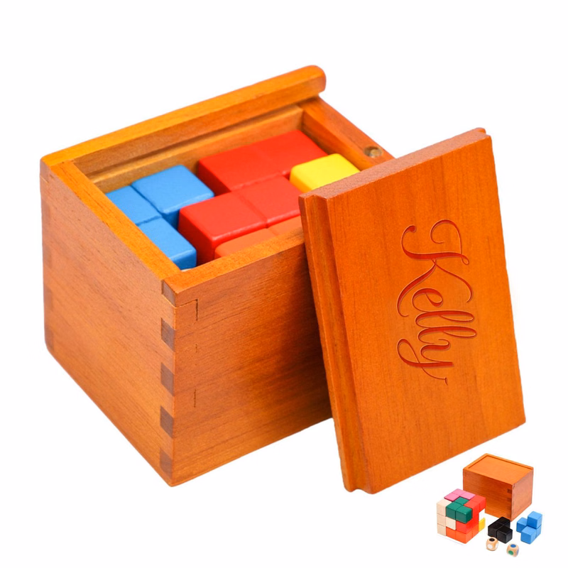 Kids Wooden Cube Puzzle Toy Set w/ Box