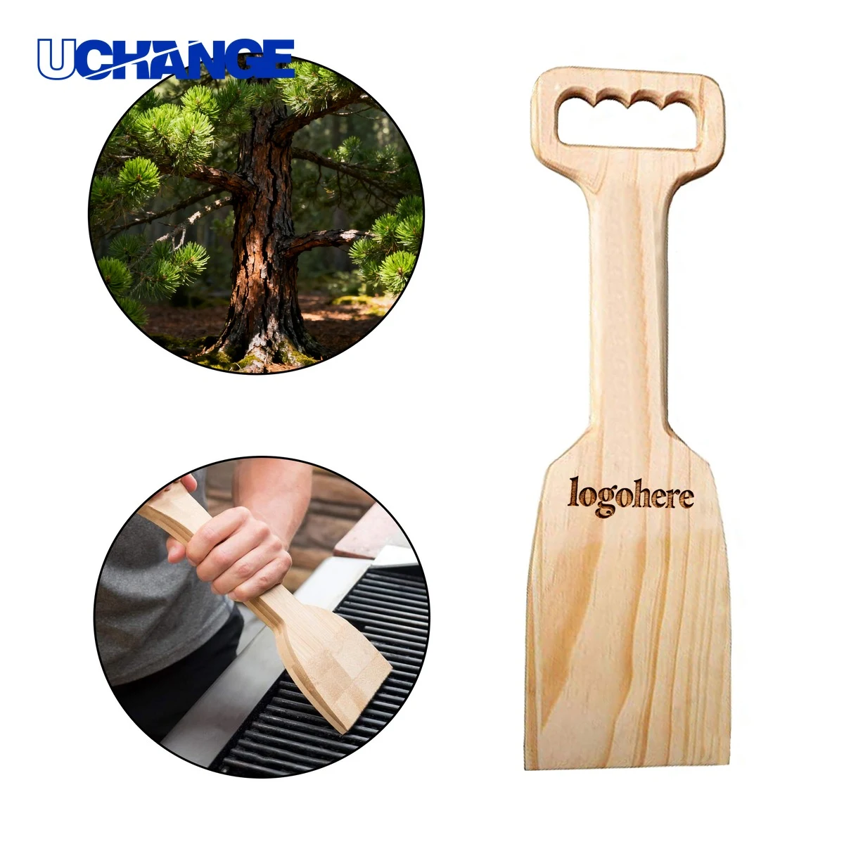 Natural Wood Grill Cleaner Scraper 1