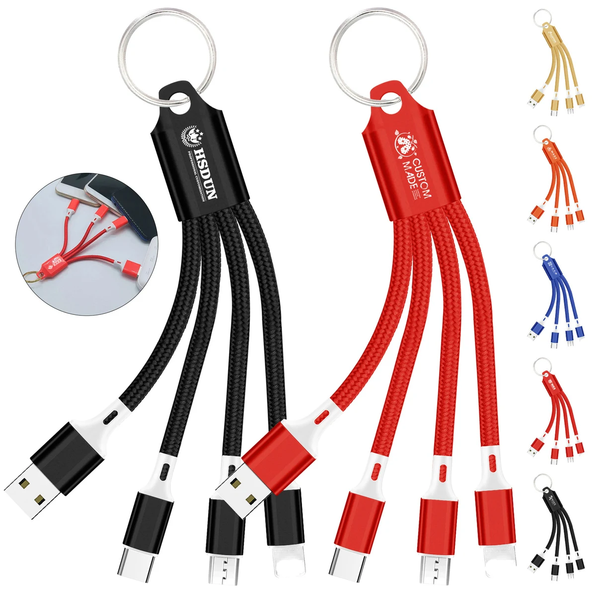 3-in-1 USB Charging Cable With Key Ring 1