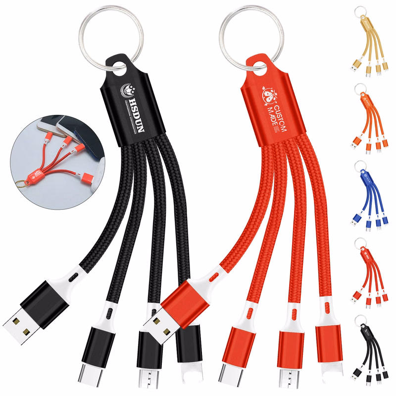 3-in-1 USB Charging Cable With Key Ring
