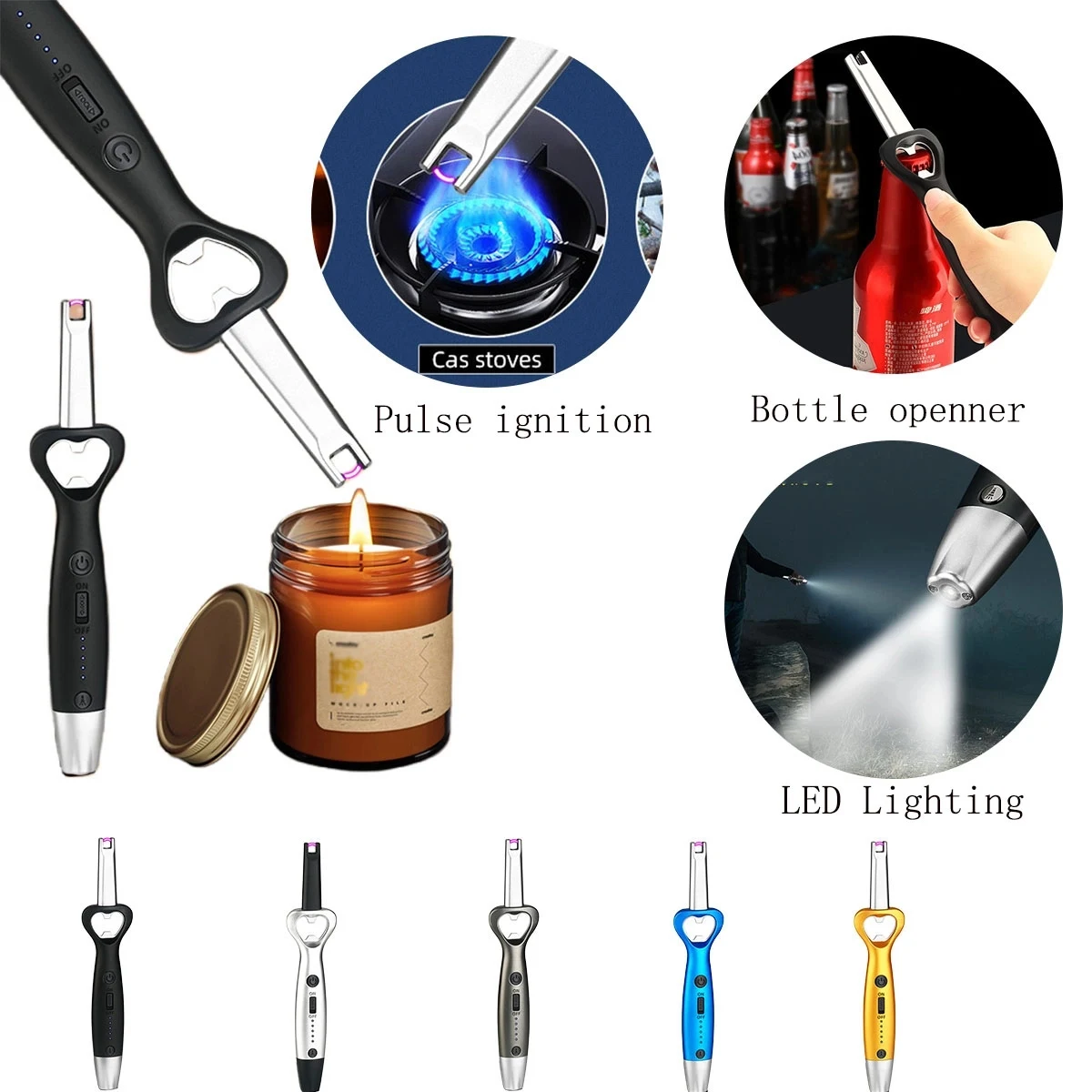 Portable LED Rechargeable Arc Lighter With Bottle Opener 1