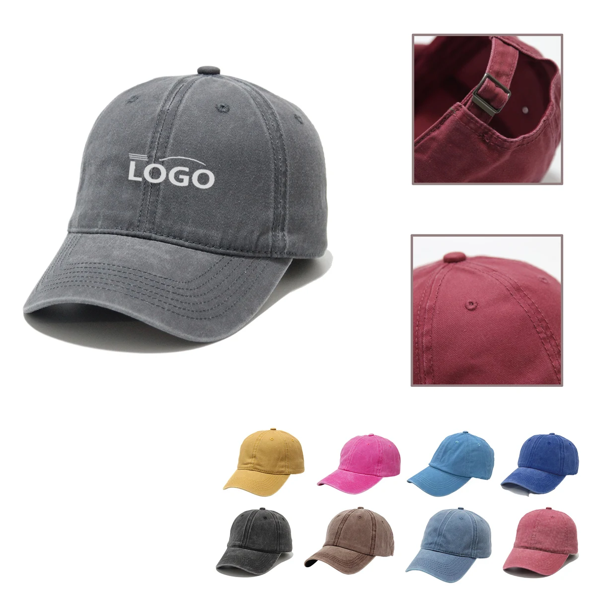 MOQ50 Vintage Denim Duckbill Caps Customizable 1