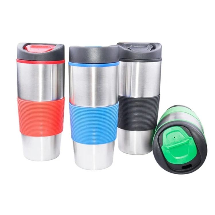 16 oz Stainless Steel Mug With Rubber Sleeve 1