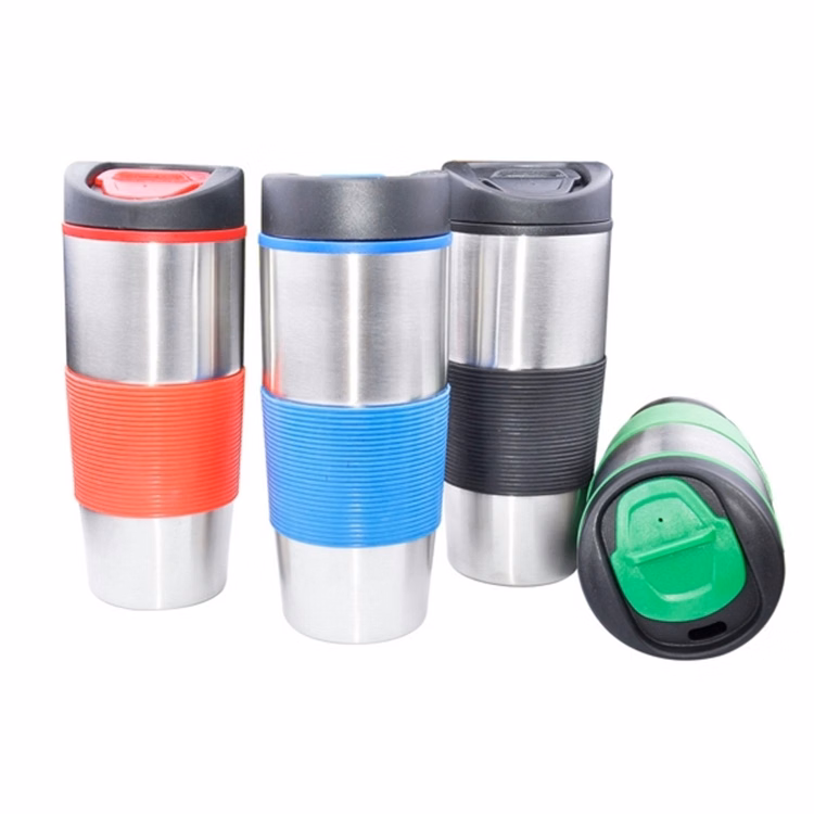 16 oz Stainless Steel Mug With Rubber Sleeve