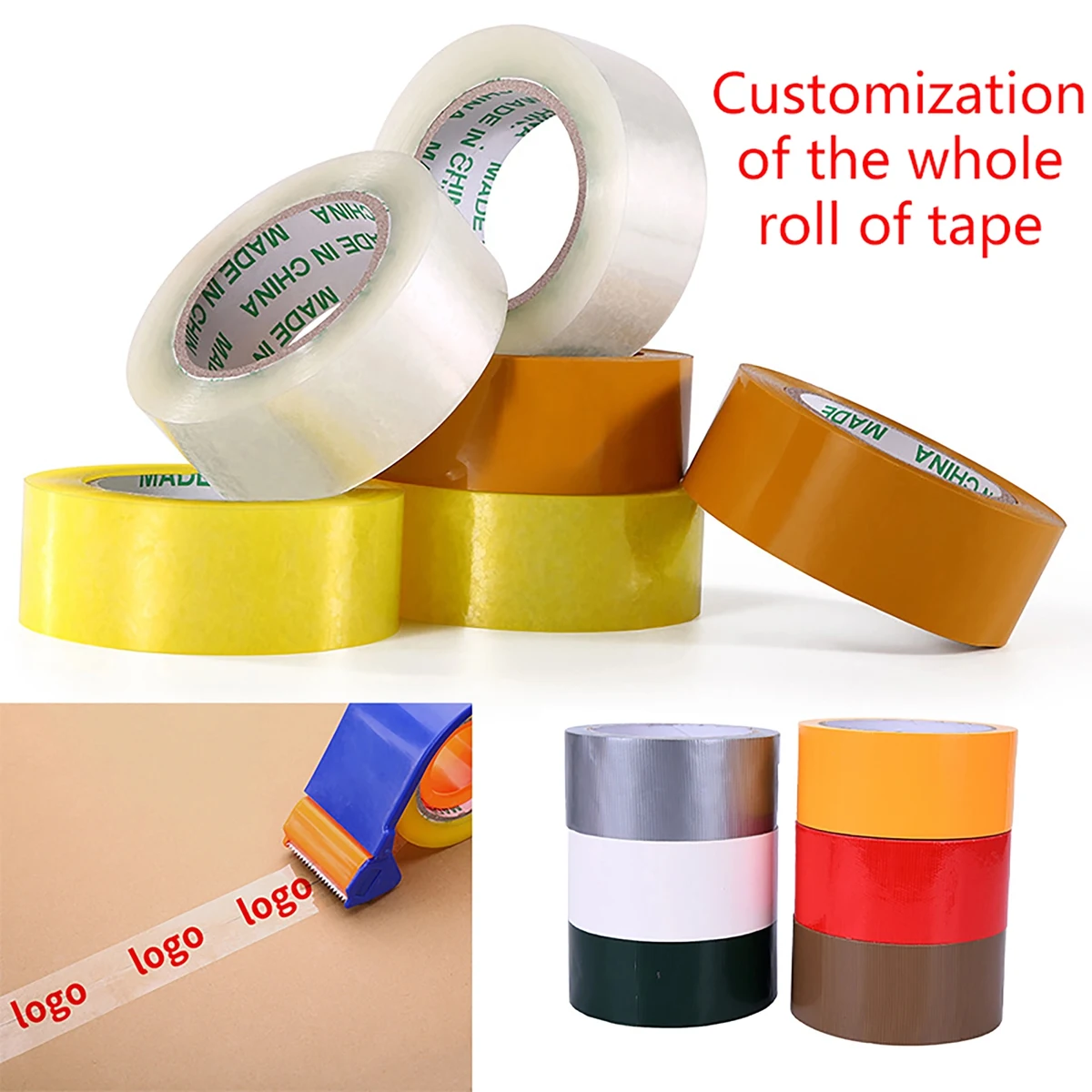 MOQ 50pcs 110 Yards 2" W Custom Printed BOPP Packing Tape 1