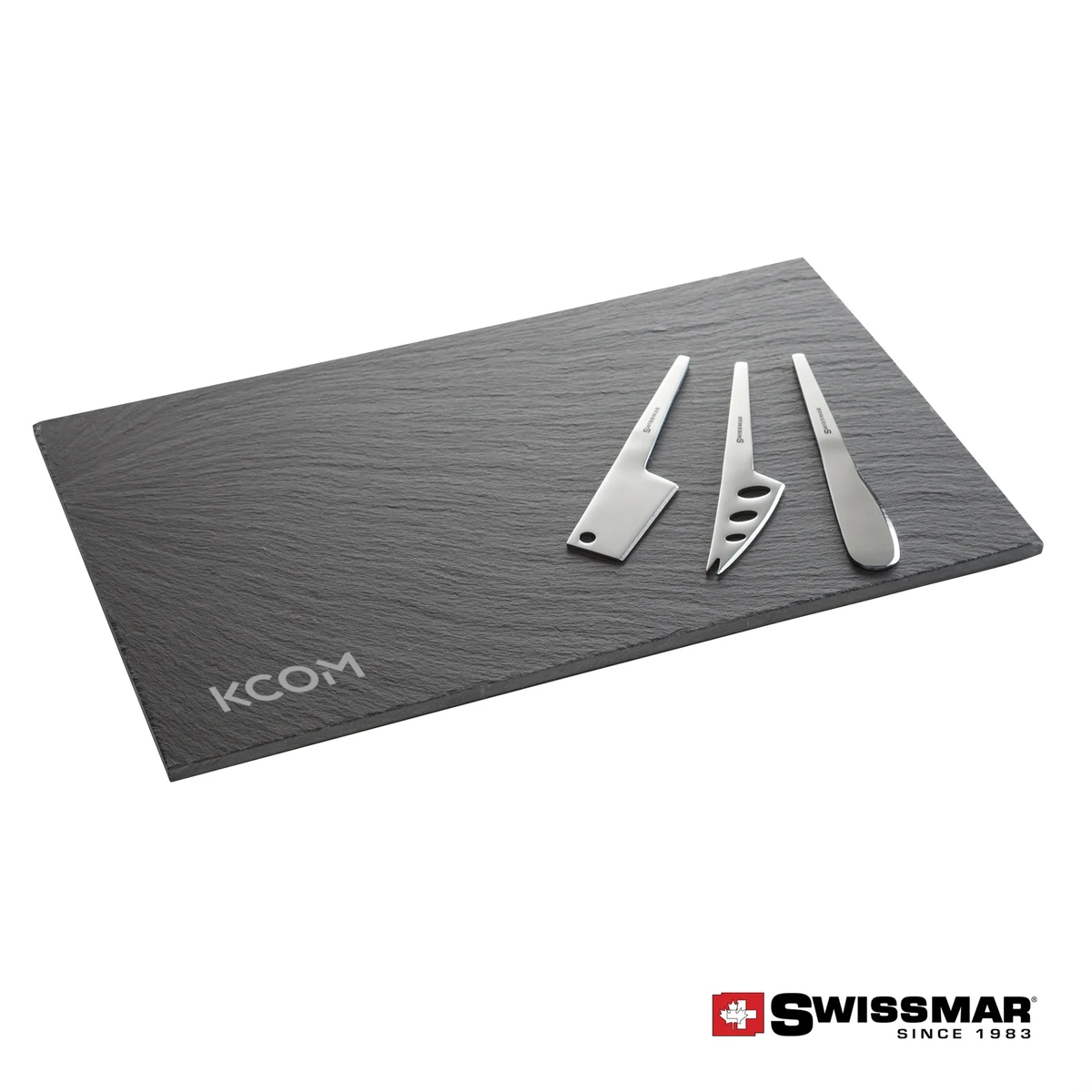 Swissmar® Slate Serving Board With 3pc Cheese Knives 1