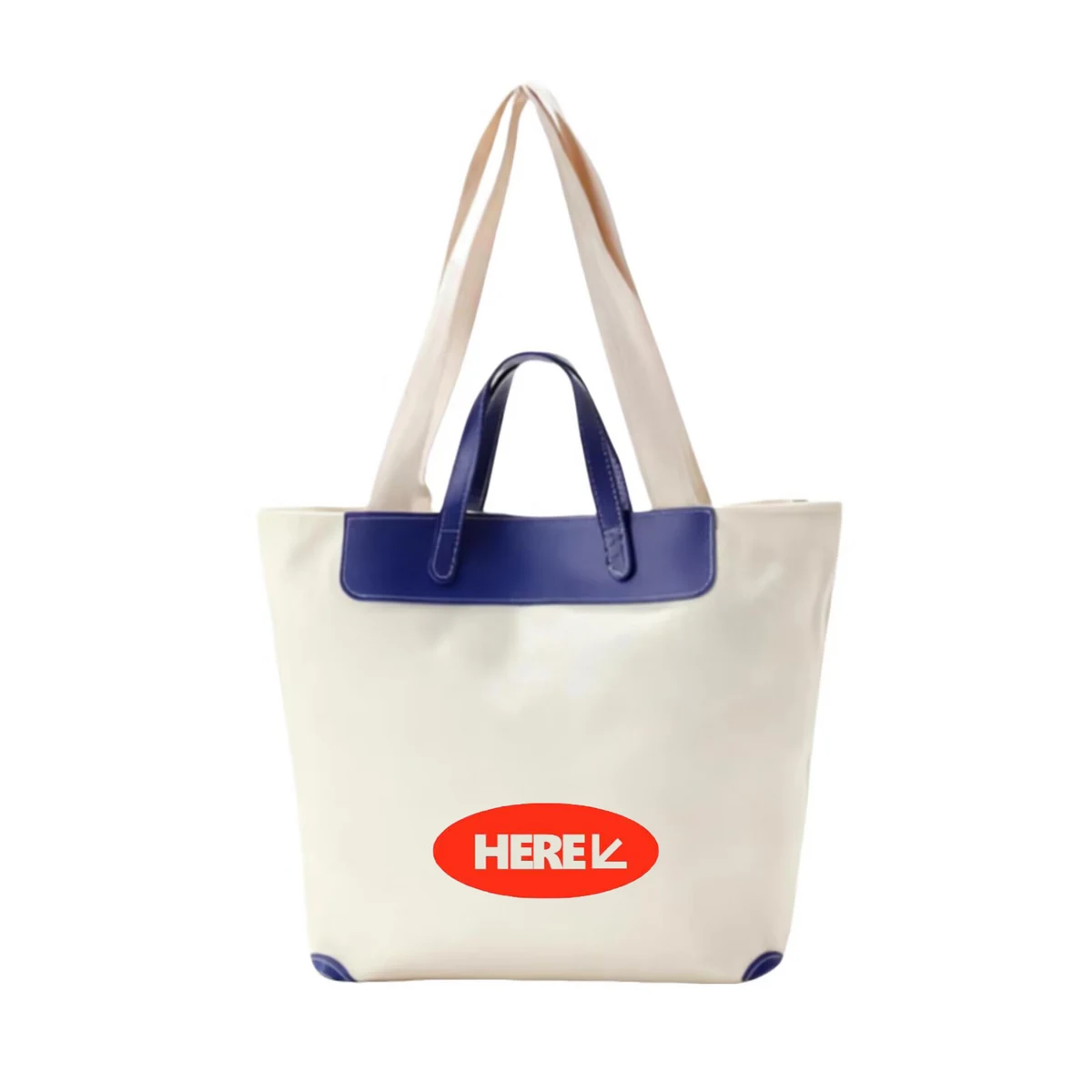 Custom Waterproof Canvas Tote With PU Trim, custom tote bag with logo imprint 1