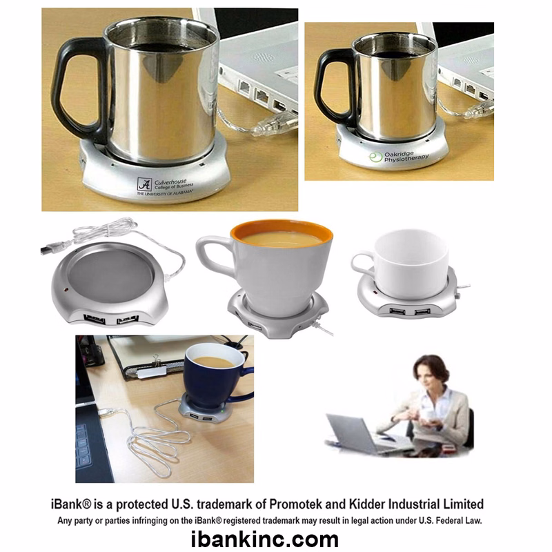 iBank ® 4 Port USB Hub Coffee / Tea Cup Warmer