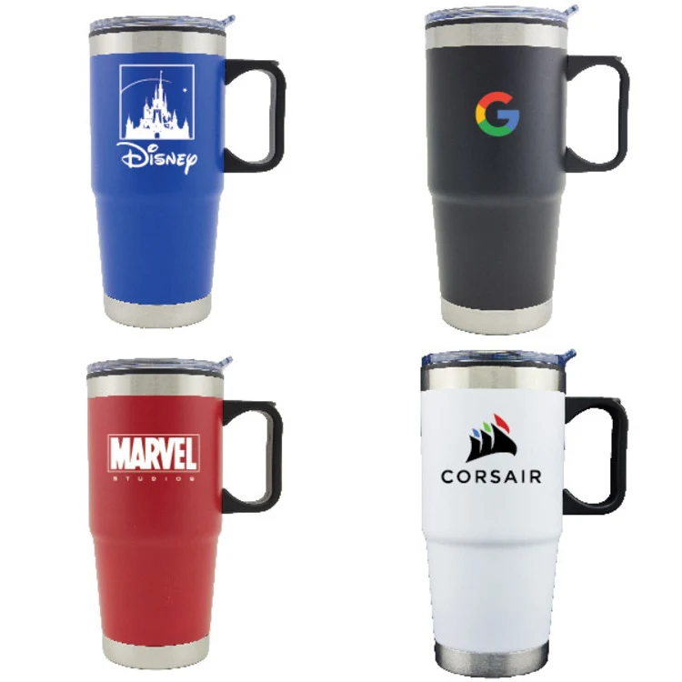 Madison 24 Oz. Double Wall SS/PP Tumbler w/Handle White 1