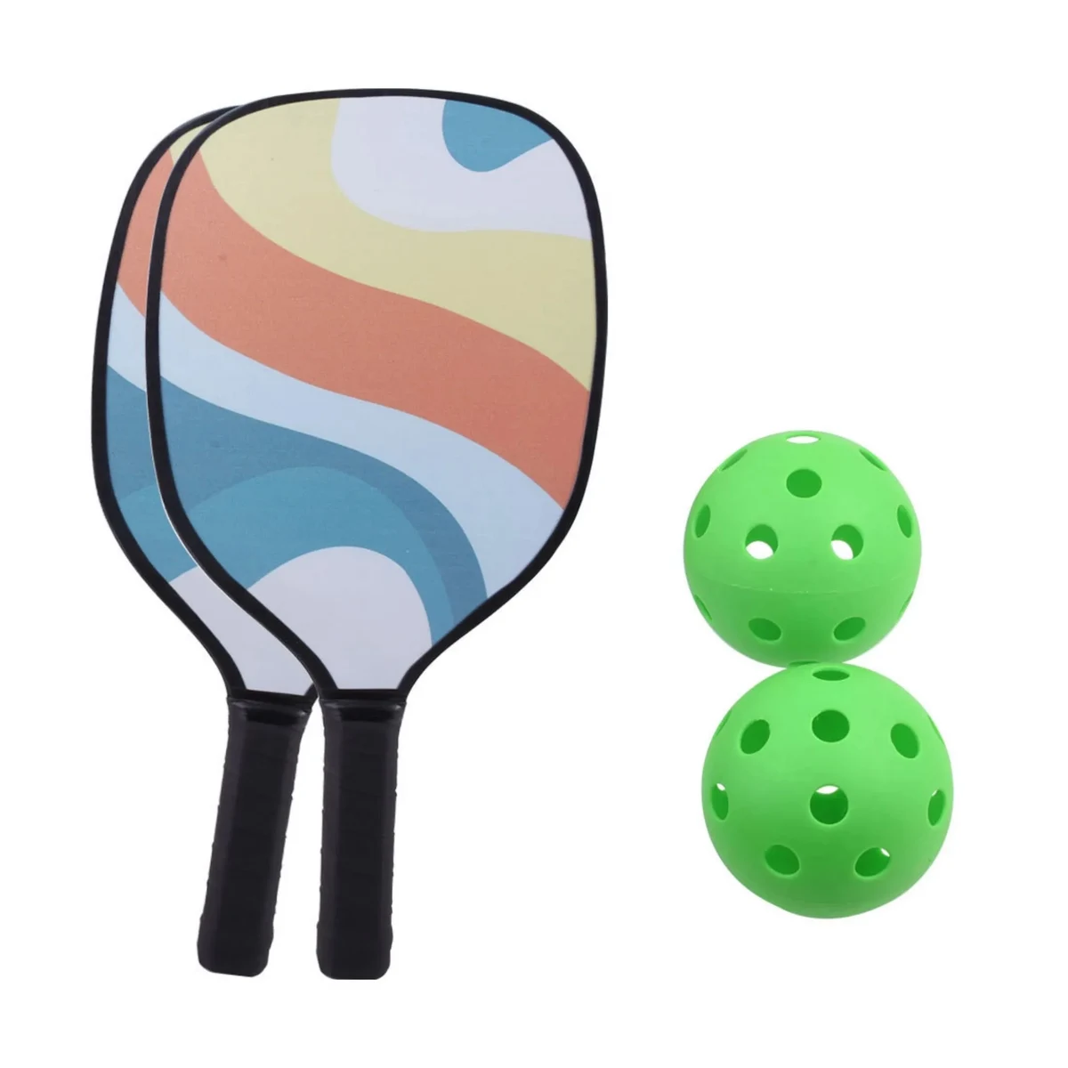 2 Pickleball Paddles and 4 Balls Set with Drawstring Bag 1
