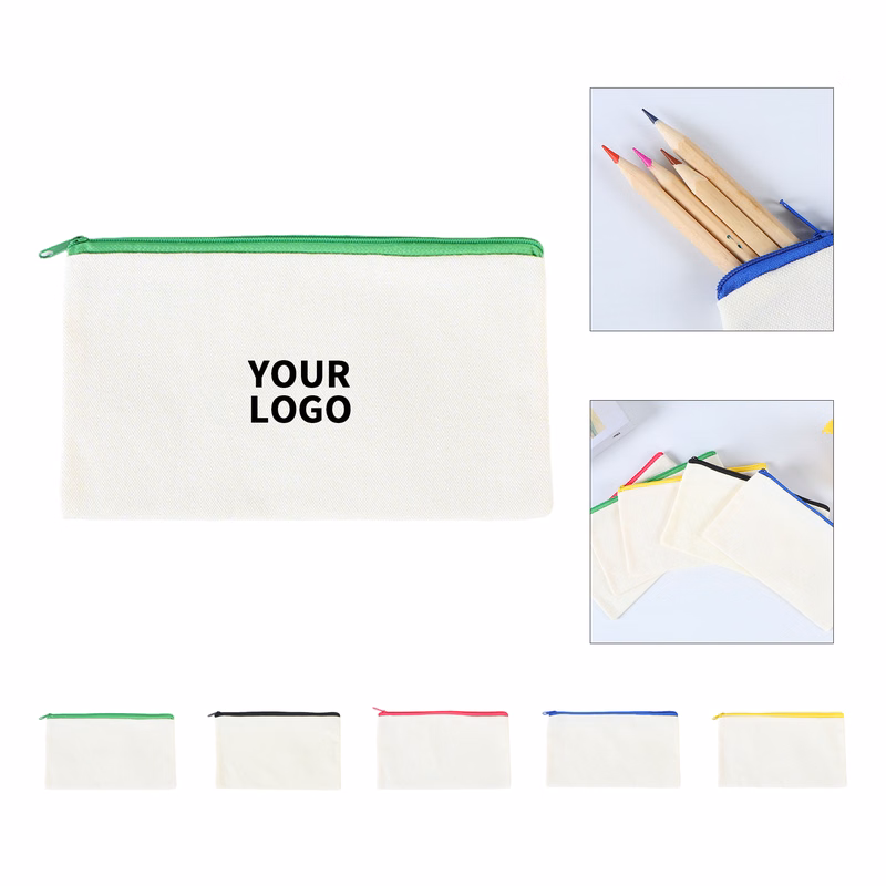 Canvas Zipper Utility Pouch For Pens And Small Tools