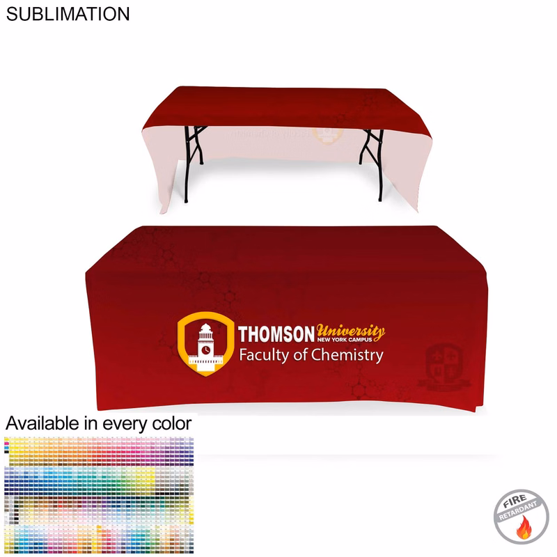 Faculty Table Cloth for 6' table, Drape style, 3 sided, Open Back, Have different Faculty names