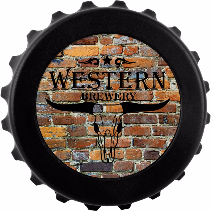 3" Black Magnetic Bottle-Cap Shaped Opener w/2" Insert Area/Insert Not Included