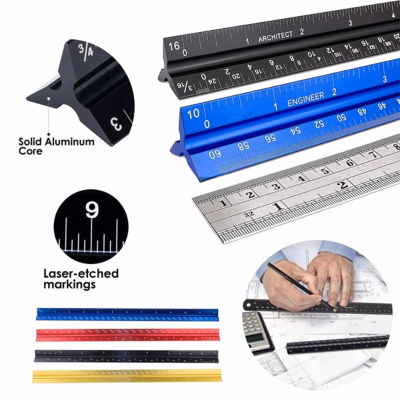 Aluminum Architectural Scale Ruler Engineer Triangular Ruler
