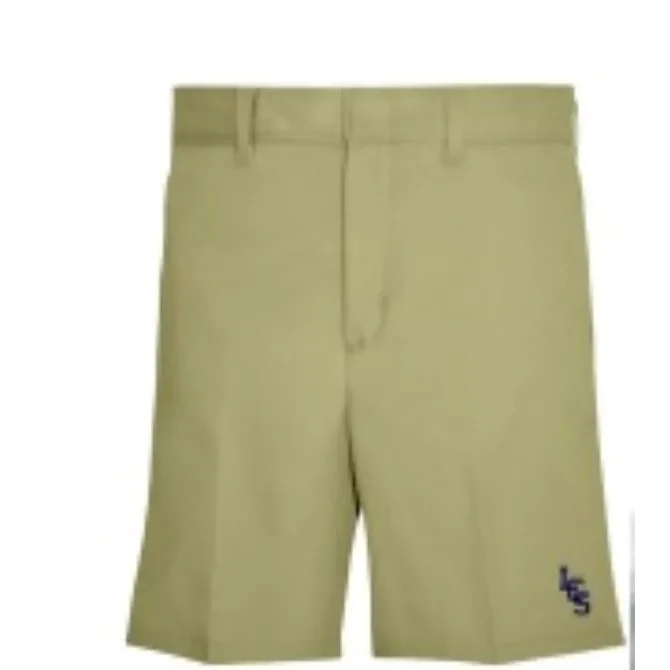 Girls Flat Front Short: Khaki (Girls K-5) 1