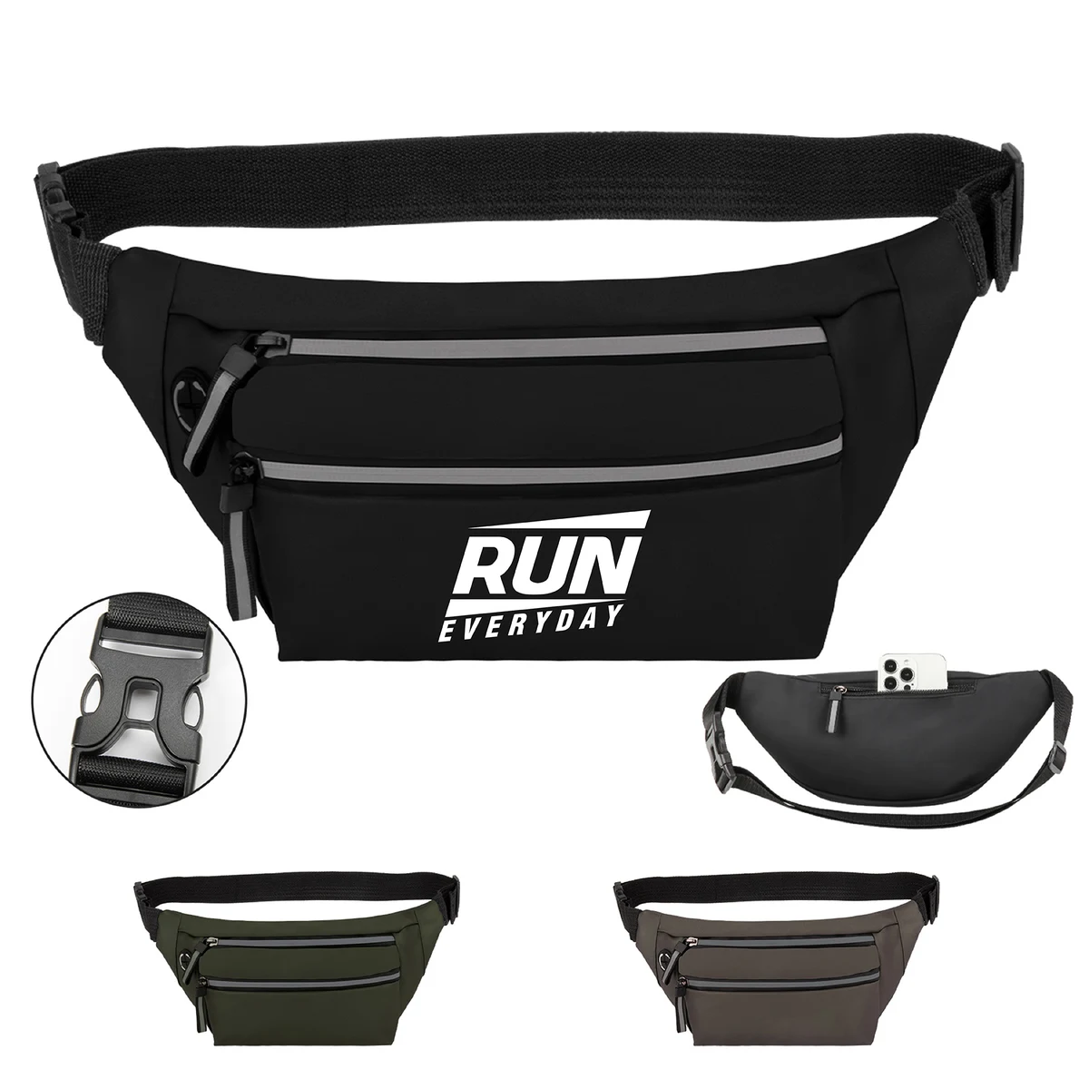 Waterproof PU 3-Zippered Fanny Pack 1