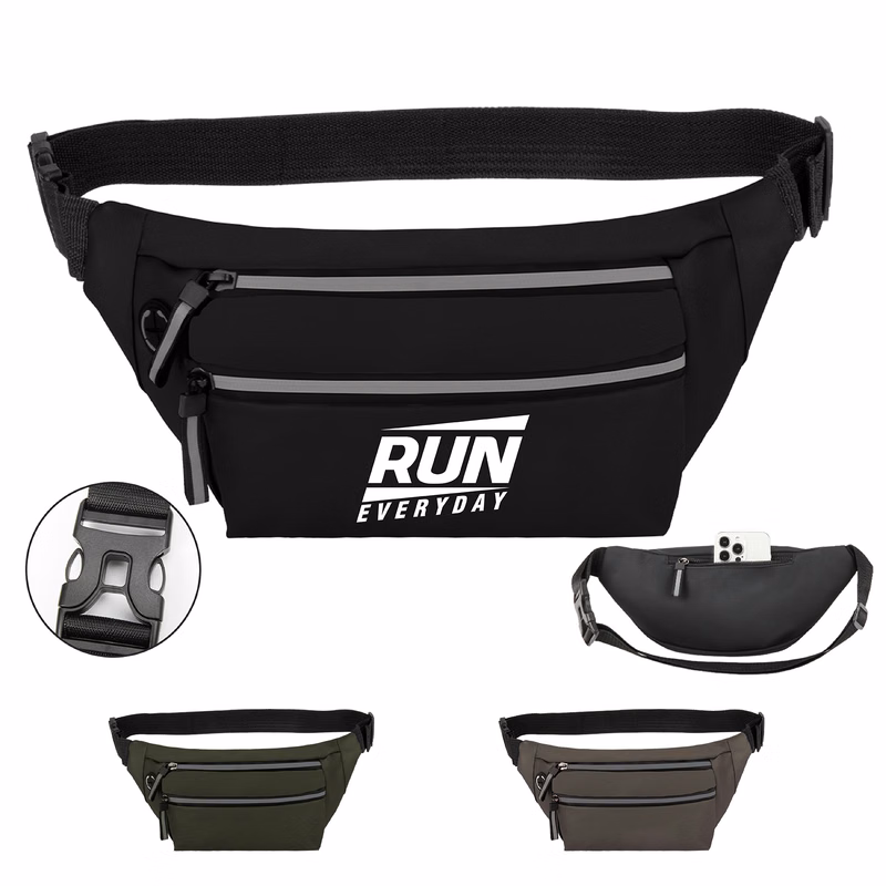 Waterproof PU 3-Zippered Fanny Pack