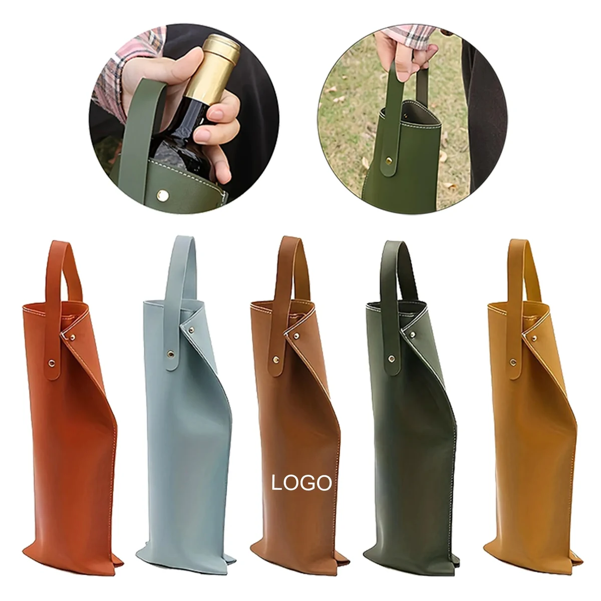 Leather Wine Gift Bag with Handle 1
