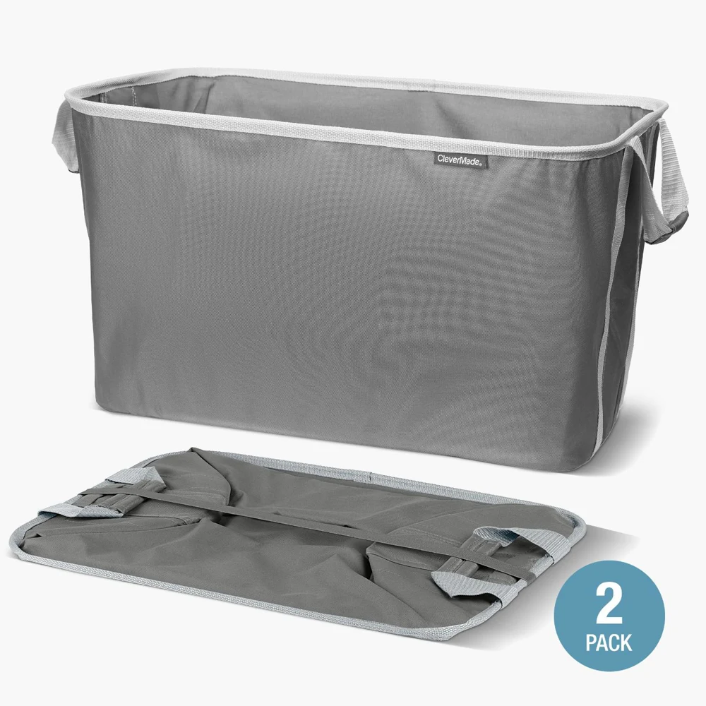 CleverMade® 2-PACK Structured Collapsible Laundry Basket w/ Handles 1