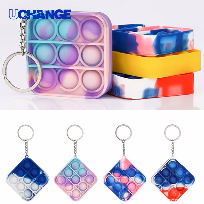 Square Push Pop Fidget Toy Keychain