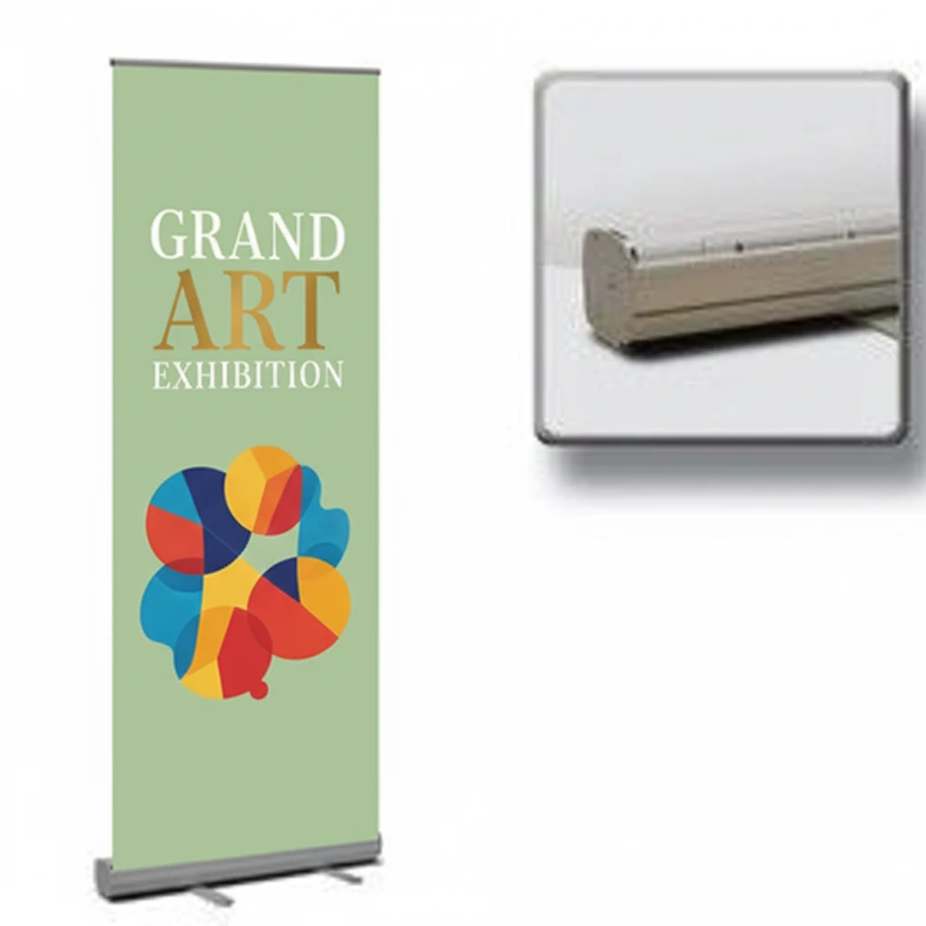 Standard Retractable Banner Stand Kit, Vinyl Pull-Up Banner, 33" x 80" 1