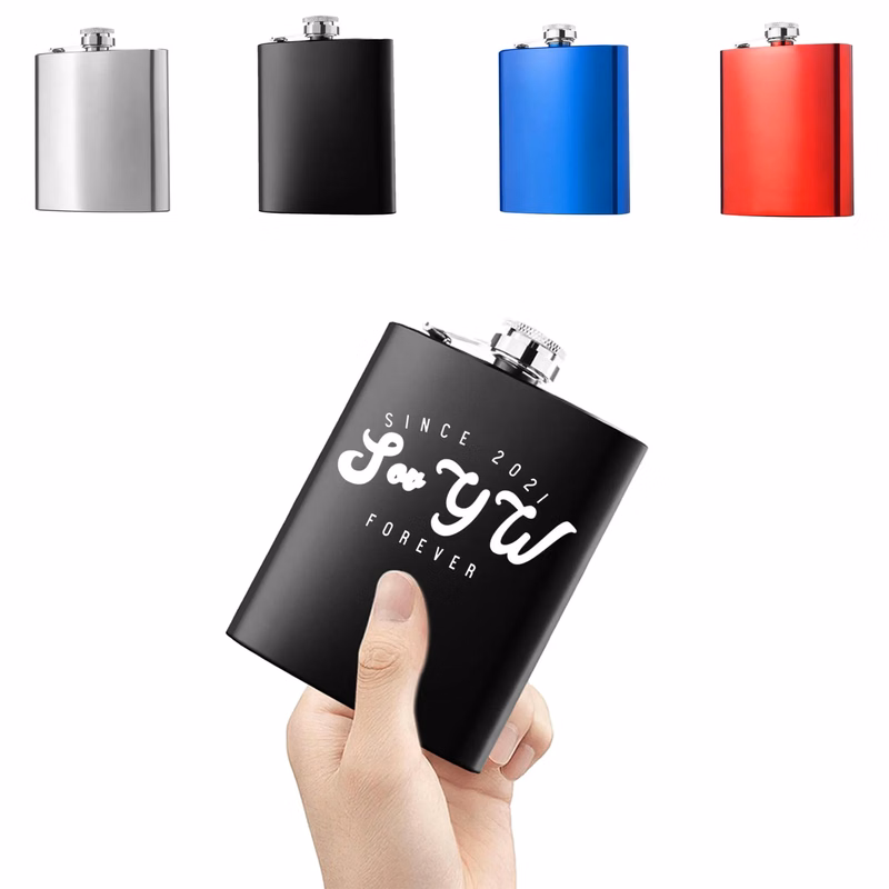 6oz Outdoor Stainless Steel Flat Wine Bottle