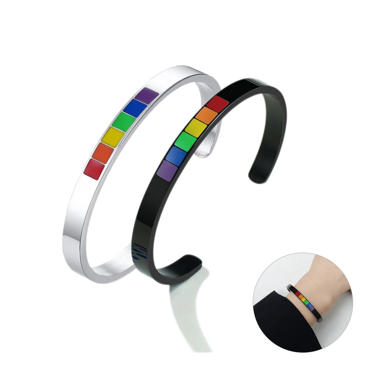 Rainbow Stainless Steel Bracelet (direct import) 1