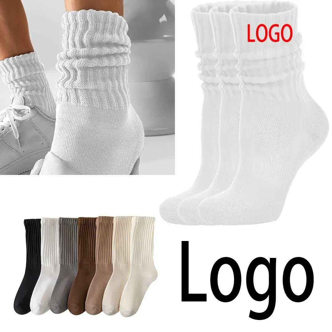 Cotton Slouch Crew Socks Ribbed Style 1