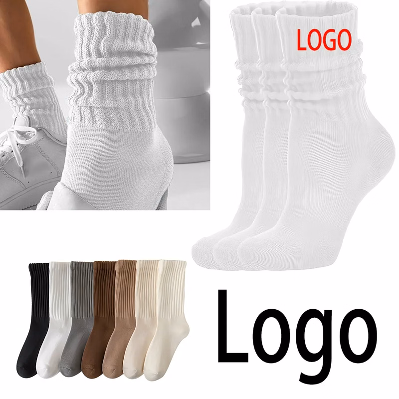 Cotton Slouch Crew Socks Ribbed Style