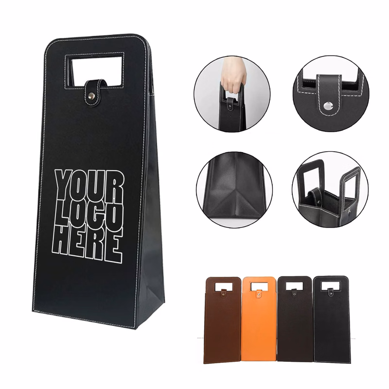 PU Leather Two Bottle Wine Bags