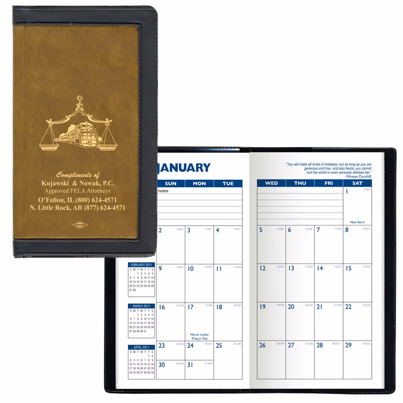 2 Tone Vinyl Cover Monthly Planner /1 Color Insert