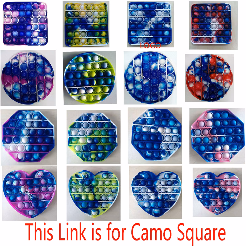 Camo Square Push Pop Bubble Stress Reliever Fidget Gobang Toy