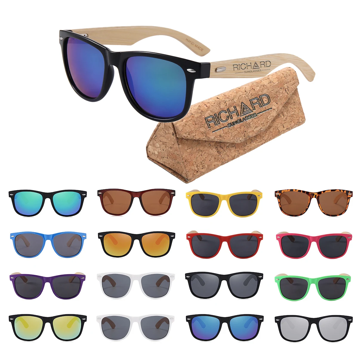 Bamboo Frame Sunglasses w/ Cork Box 1